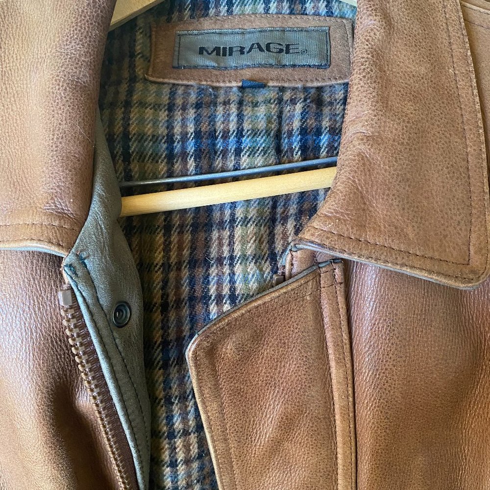 Mirage Brown Leather Coat, Mens Medium